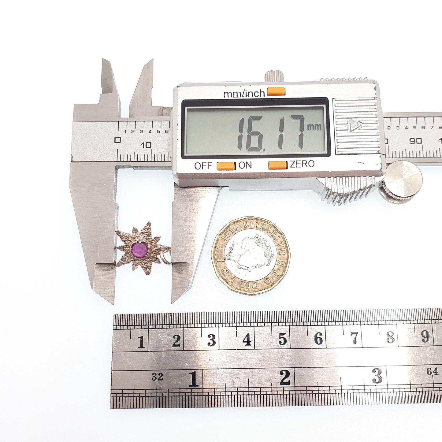 Antique Sterling Silver CHARLES HORNER Star Pendant Amethyst Paste Charm Necklace 1901 Hallmark Victorian Pastry Cutter Genuine Jewelry