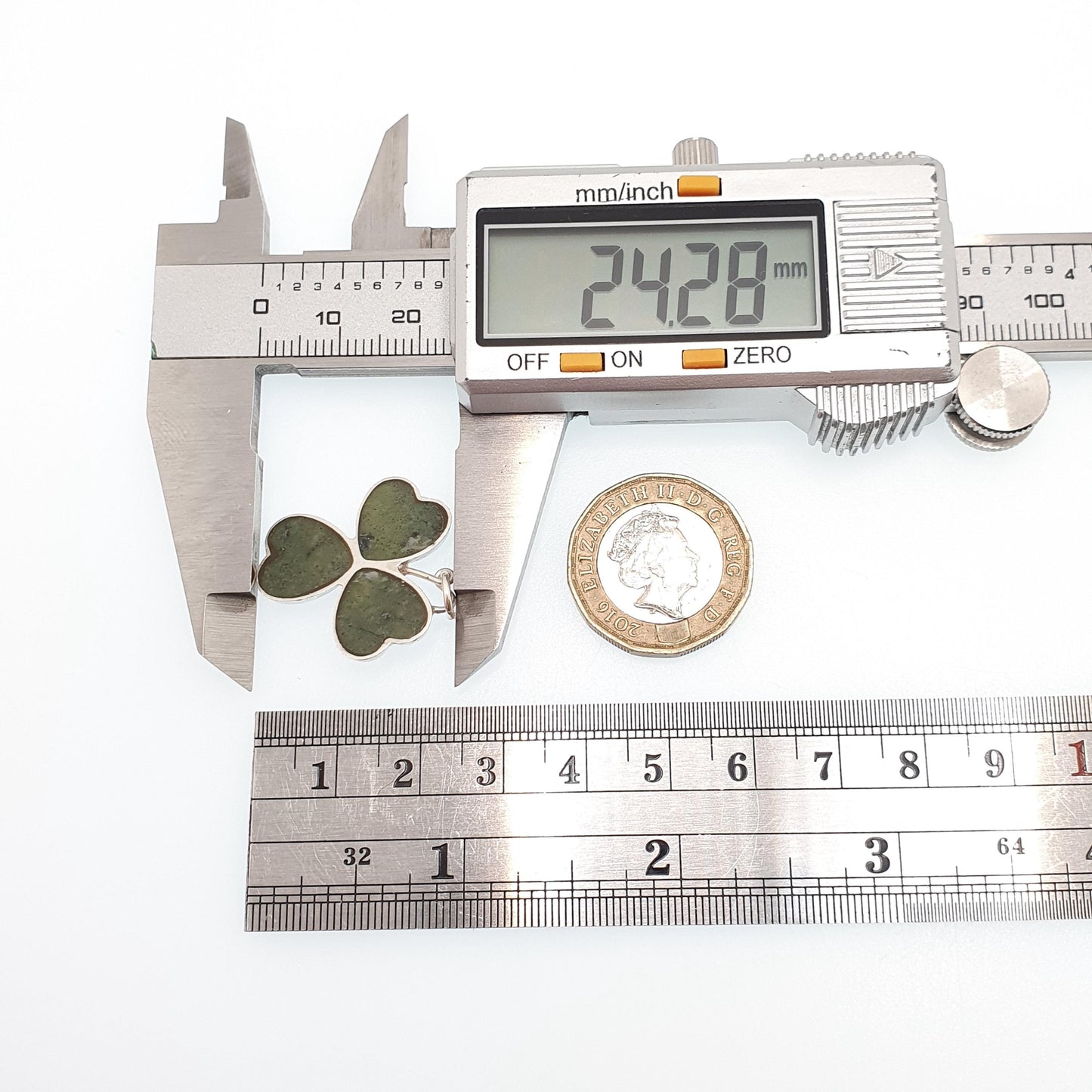 Vintage Sterling Silver Connemara Marble Clover Pendant Necklace Dublin Hallmark Shamrock Irish Lucky Irish Good Luck Jewelry Jewellery