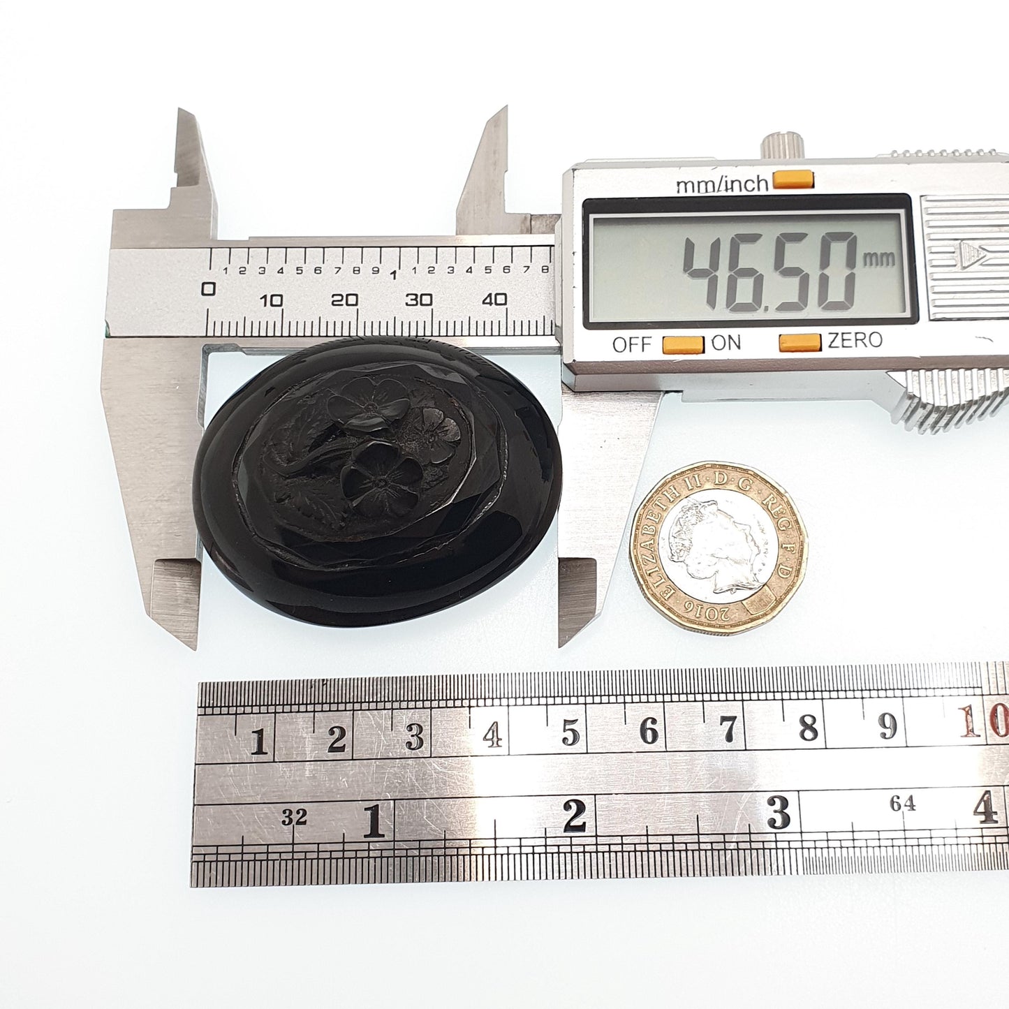 Antique Victorian Whitby Jet Brooch Pin Cameo Flower Large Big Mourning Black Gemstone Genuine Handmade Jewelry Jewellery Old Vintage Womens