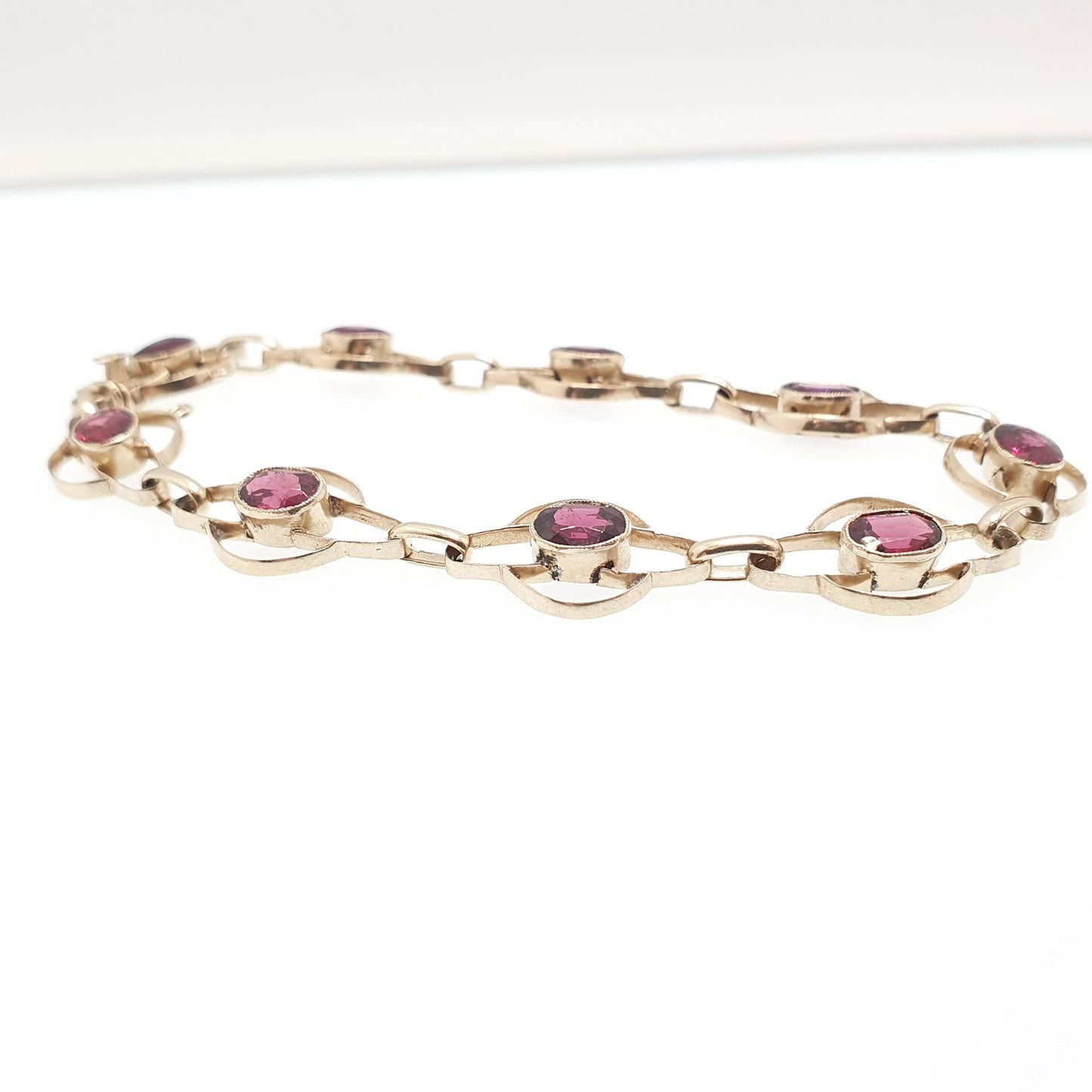 Antique Sterling Silver Gilt Tourmaline Bracelet Edwardian Art Nouveau Gold Vermeil Genuine Gemstone Fine Vintage Jewelry Jewellery Womens