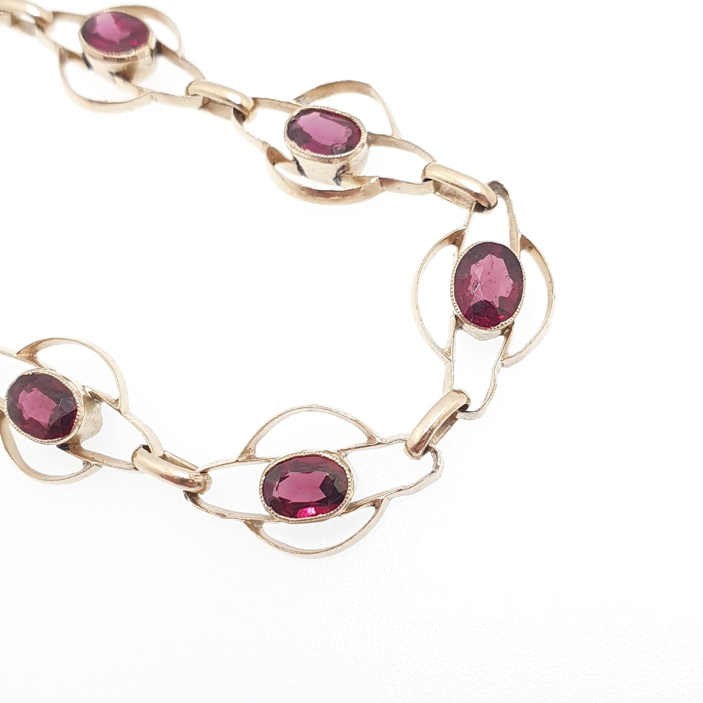 Antique Sterling Silver Gilt Tourmaline Bracelet Edwardian Art Nouveau Gold Vermeil Genuine Gemstone Fine Vintage Jewelry Jewellery Womens
