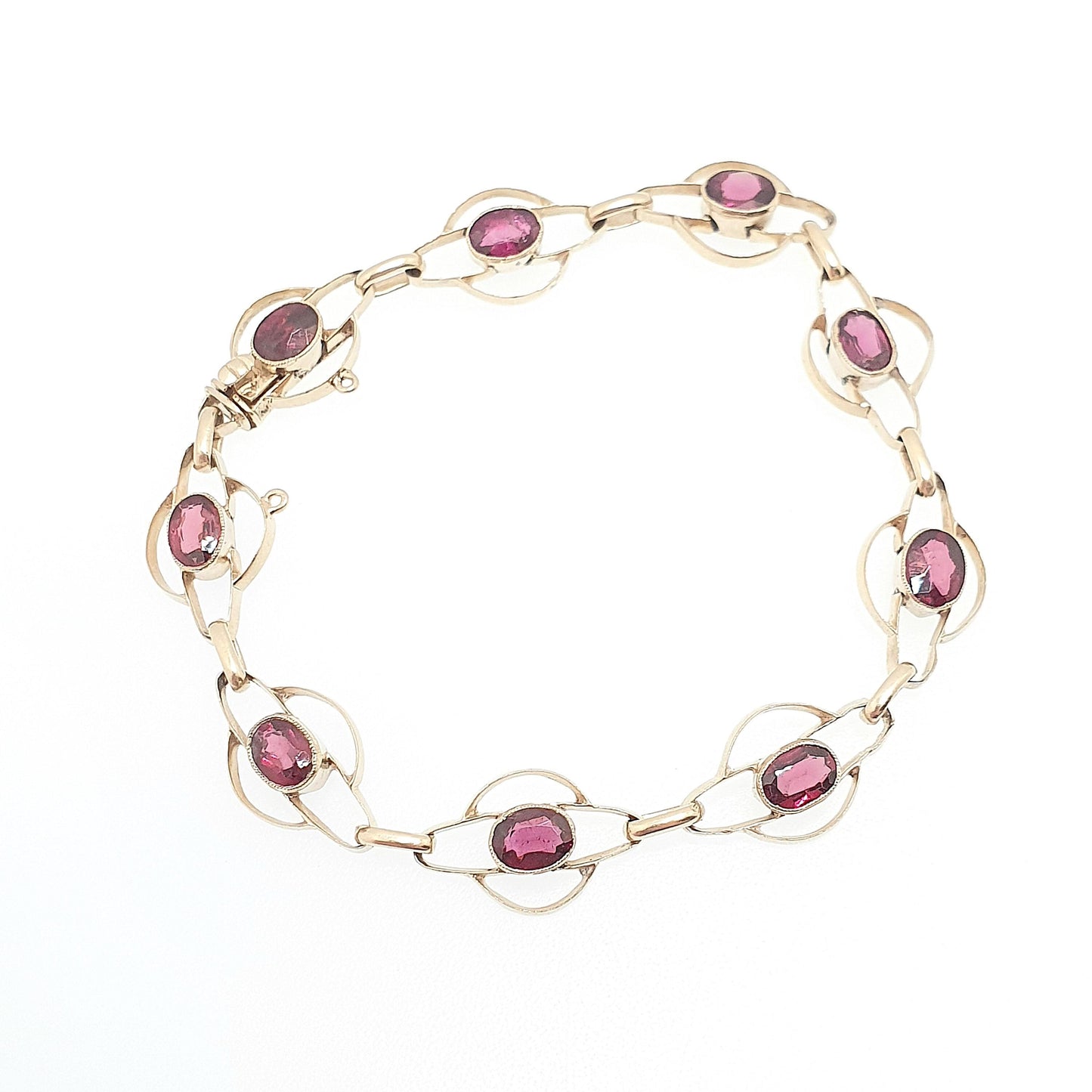 Antique Sterling Silver Gilt Tourmaline Bracelet Edwardian Art Nouveau Gold Vermeil Genuine Gemstone Fine Vintage Jewelry Jewellery Womens