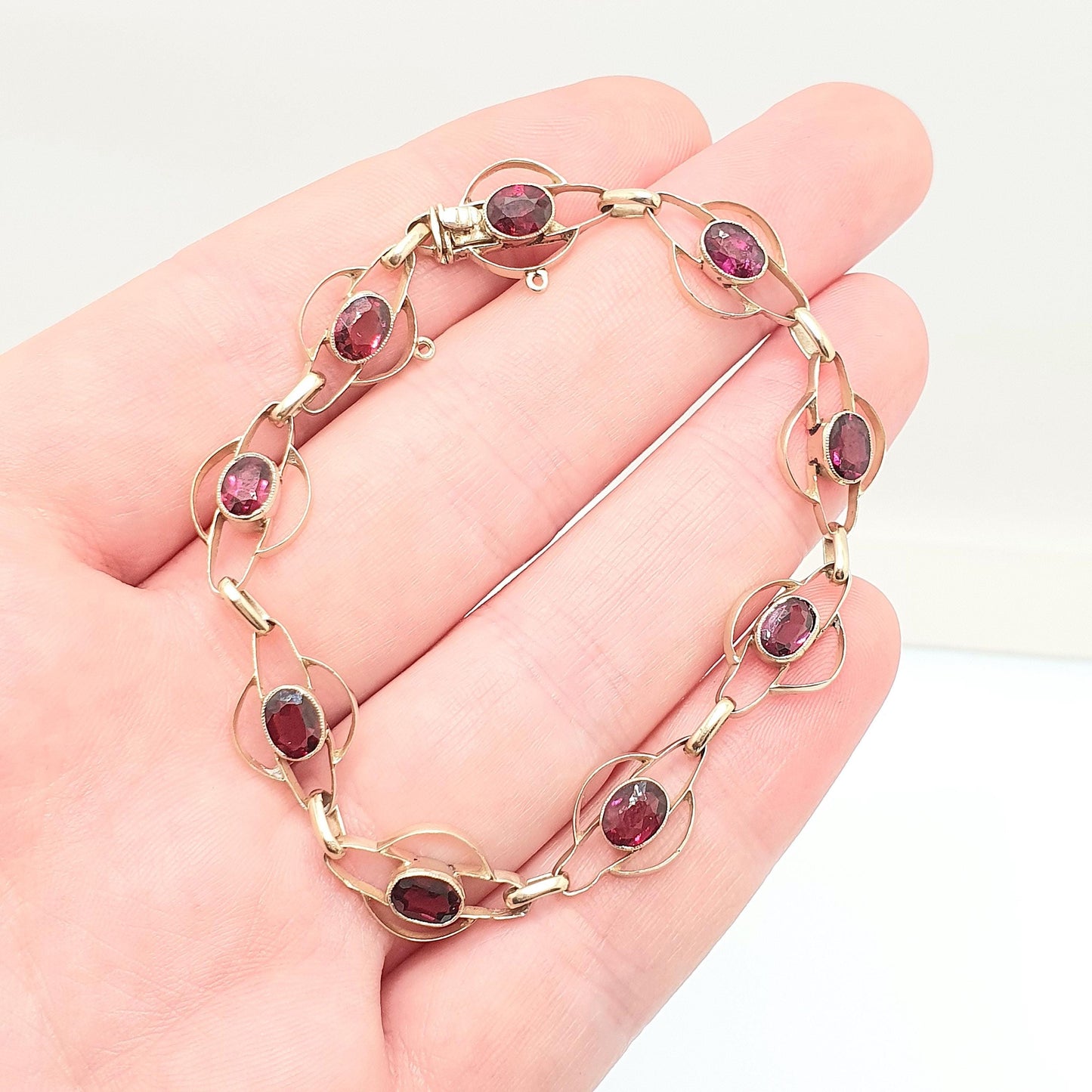 Antique Sterling Silver Gilt Tourmaline Bracelet Edwardian Art Nouveau Gold Vermeil Genuine Gemstone Fine Vintage Jewelry Jewellery Womens