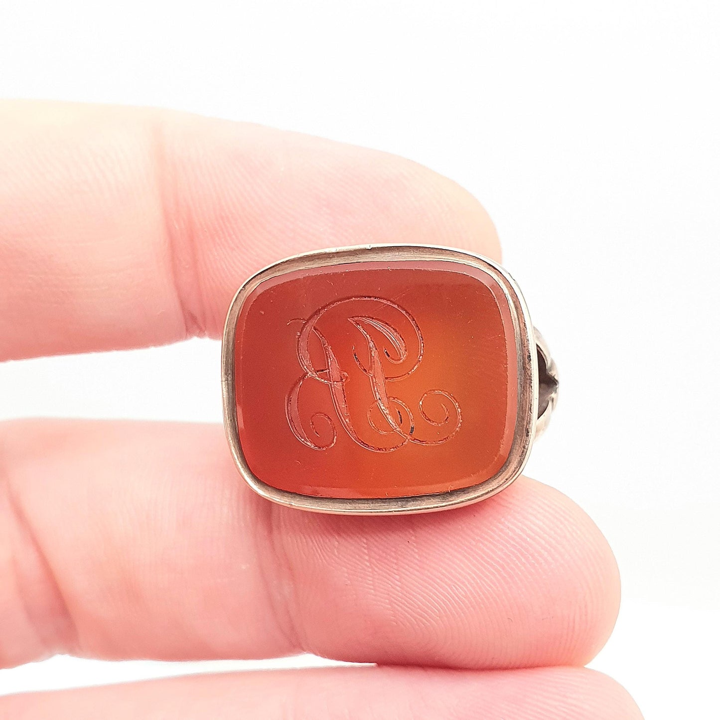 Antique Victorian Rolled Gold Fob Pendant Large Carnelian Intaglio Necklace Big Gemstone Gold Filled Albert Seal Vintage Jewellery Jewelry