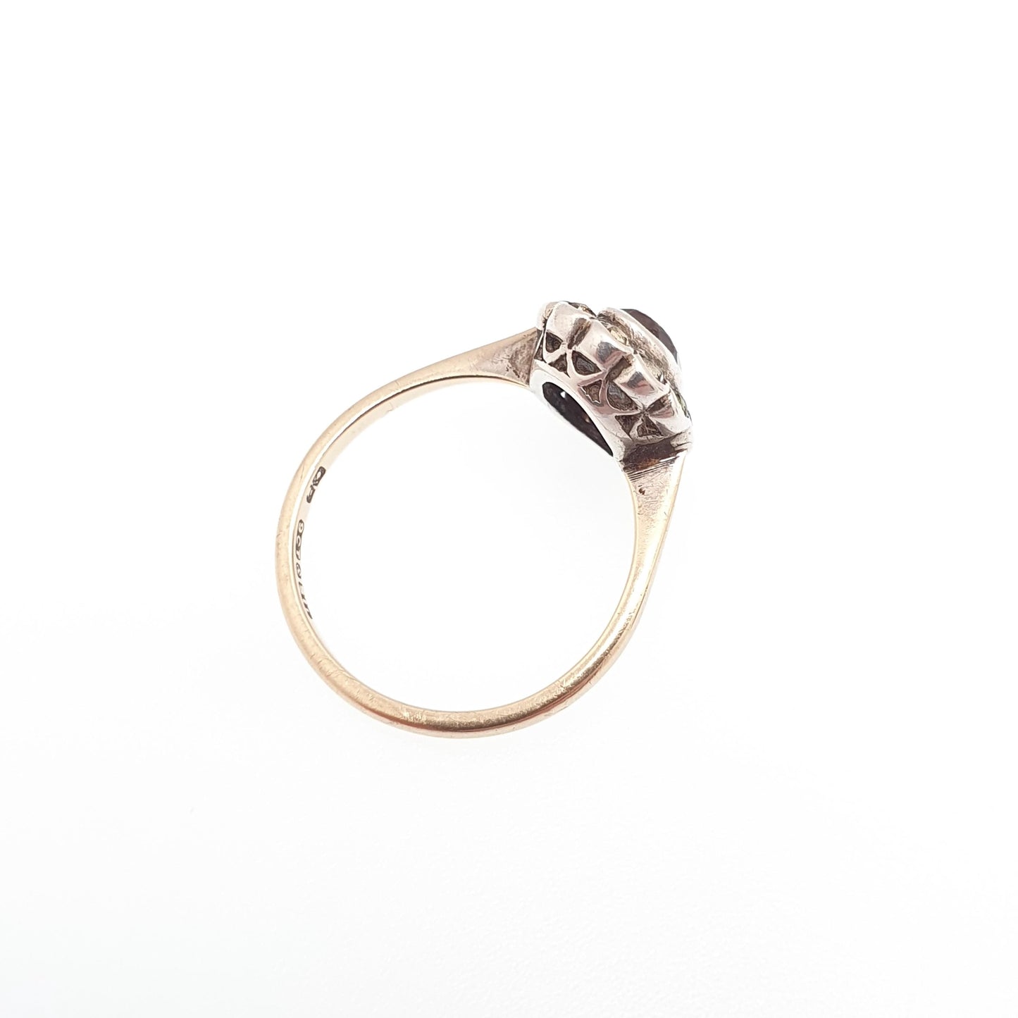 Antique 9ct 9k Gold Amethyst Ring Diamond Paste Halo Cluster Solid Silver 375 Genuine Gemstone Vintage 1800s Womens Jewelry Jewellery