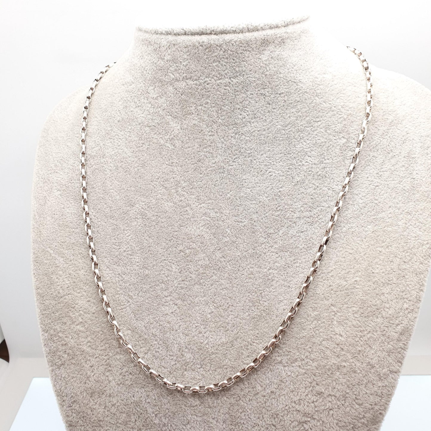 Antique Victorian Solid Silver Chain Necklace Belcher Oval Cable Link Long 53cm 20.8" 8.62g Vintage Mens Womens Jewellery Jewelry