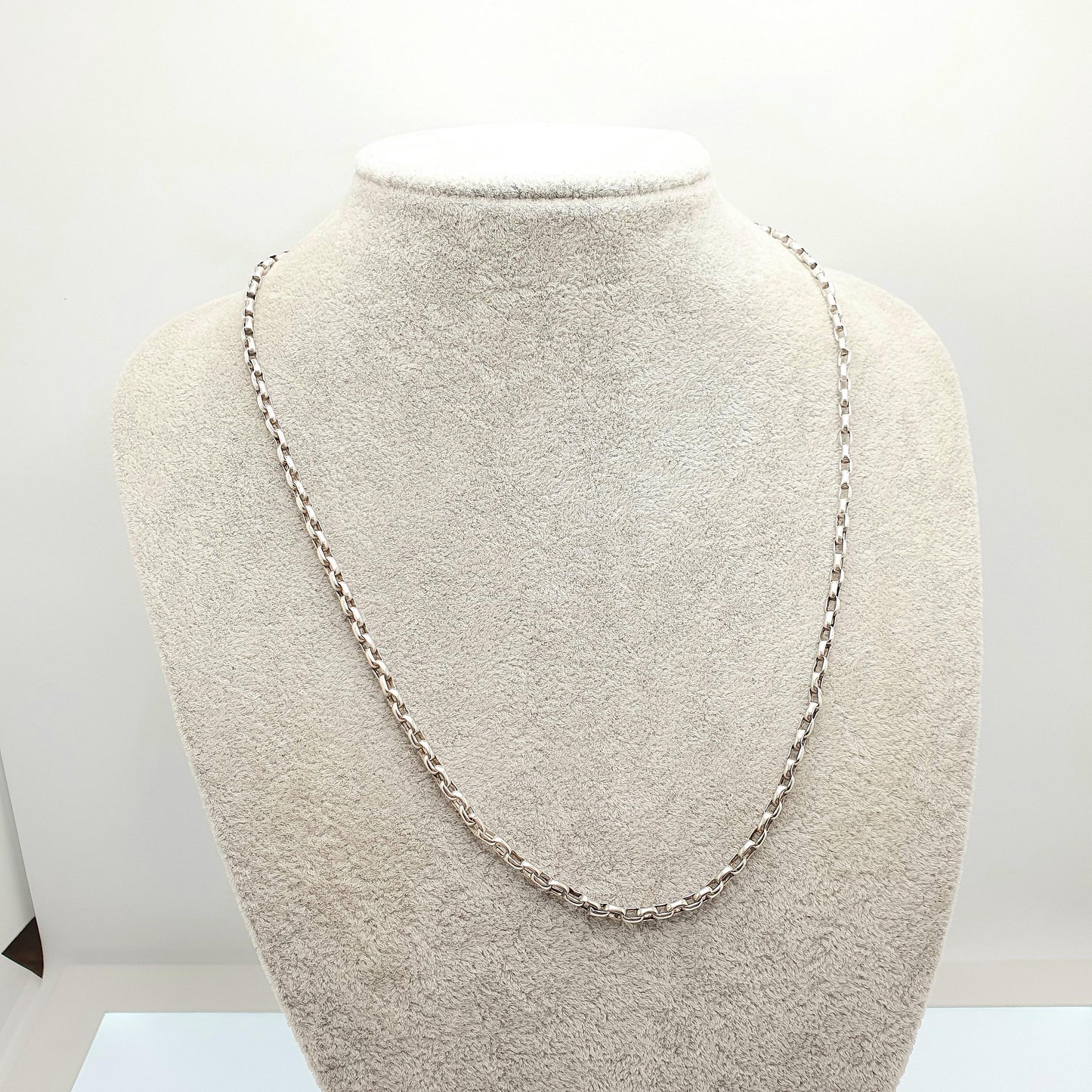 Antique Victorian Solid Silver Chain Necklace Belcher Oval Cable Link Long 53cm 20.8" 8.62g Vintage Mens Womens Jewellery Jewelry