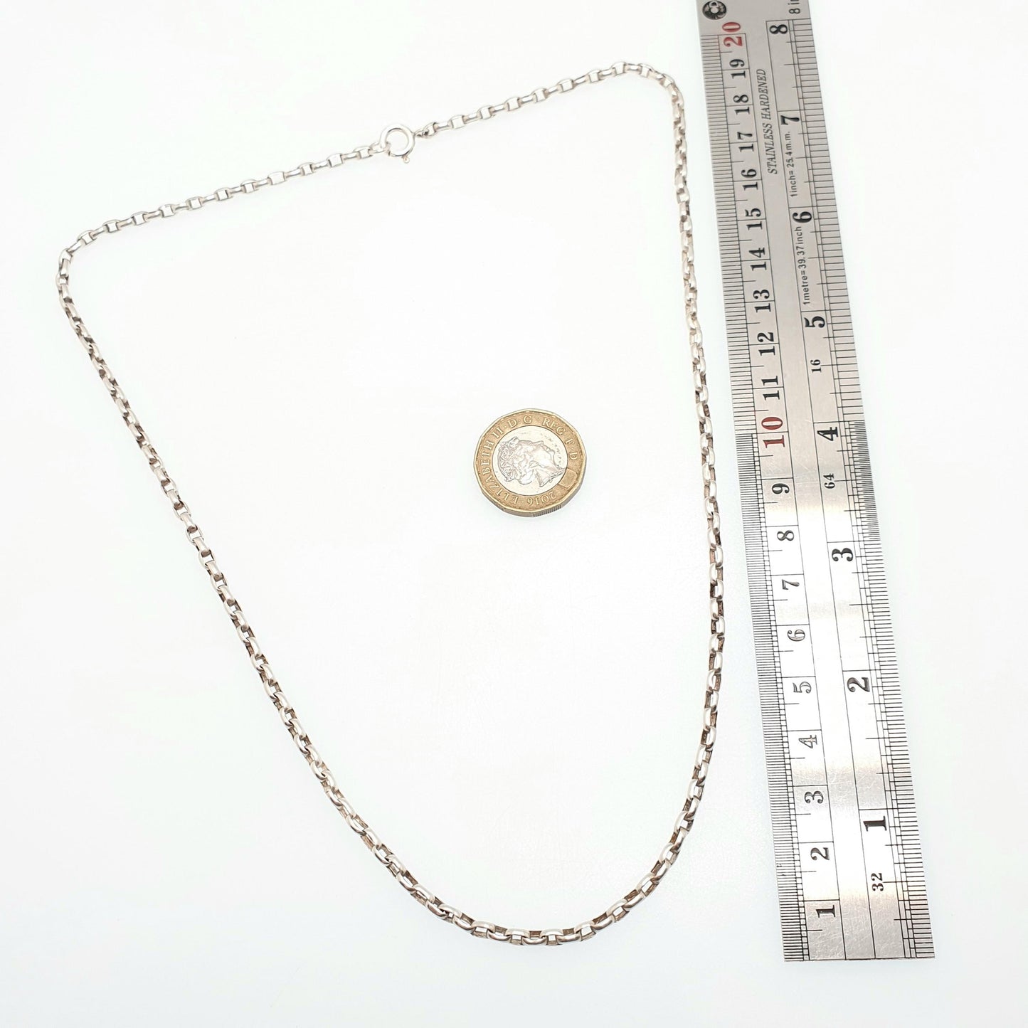 Antique Victorian Solid Silver Chain Necklace Belcher Oval Cable Link Long 53cm 20.8" 8.62g Vintage Mens Womens Jewellery Jewelry