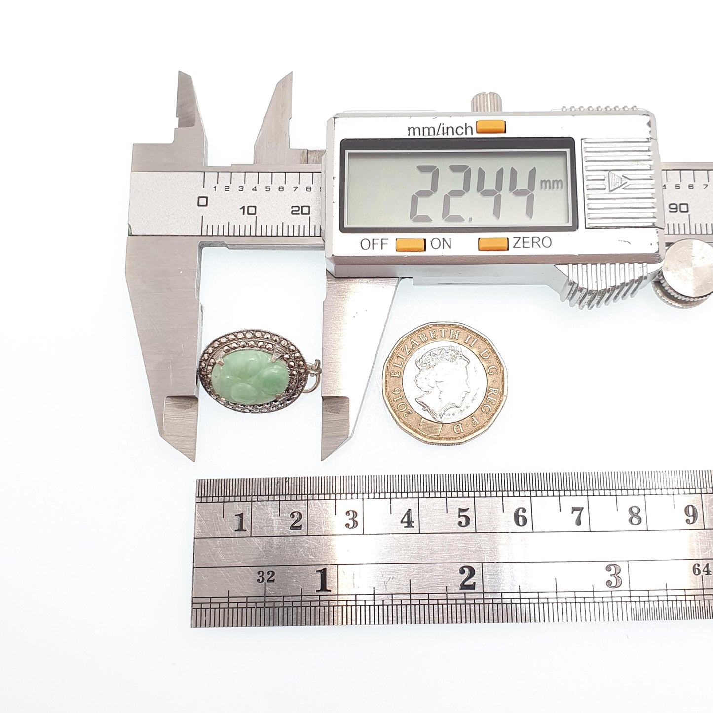 Antique Solid Silver Carved Jade Necklace Pendant Pale Green Art Deco Marcasite Genuine Real Jadeite Gemstone Vintage Jewelry Jewellery