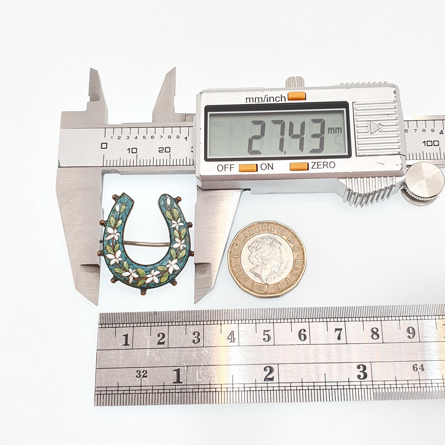 Antique Victorian Fine Micromosaic Horseshoe Brooch Micro Mosaic Gold Gilt Lucky Horse Riding Genuine Italian Vintage Jewelry Jewellery
