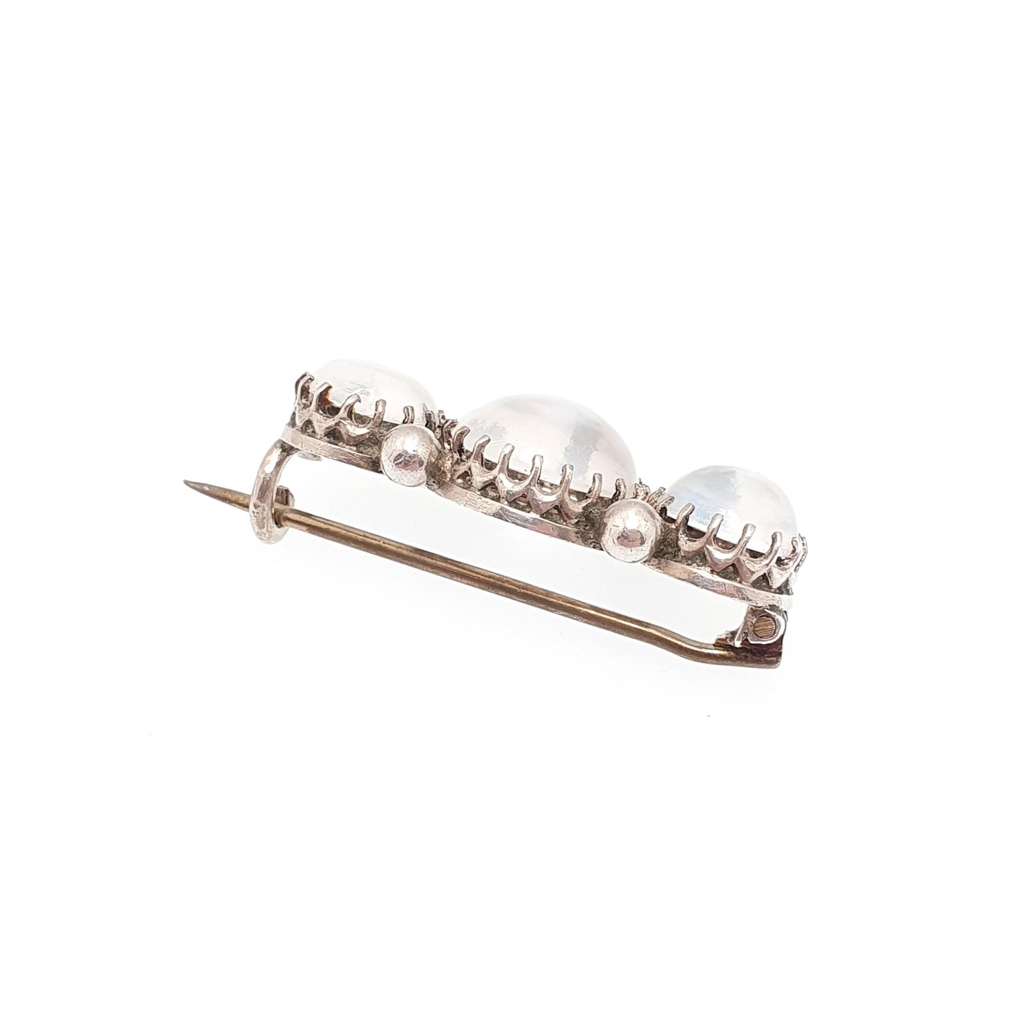 Antique Solid Silver Moonstone Brooch Victorian Moonstones Vintage Small Cute White Adularescence Womens Cabochon Jewelry Jewellery