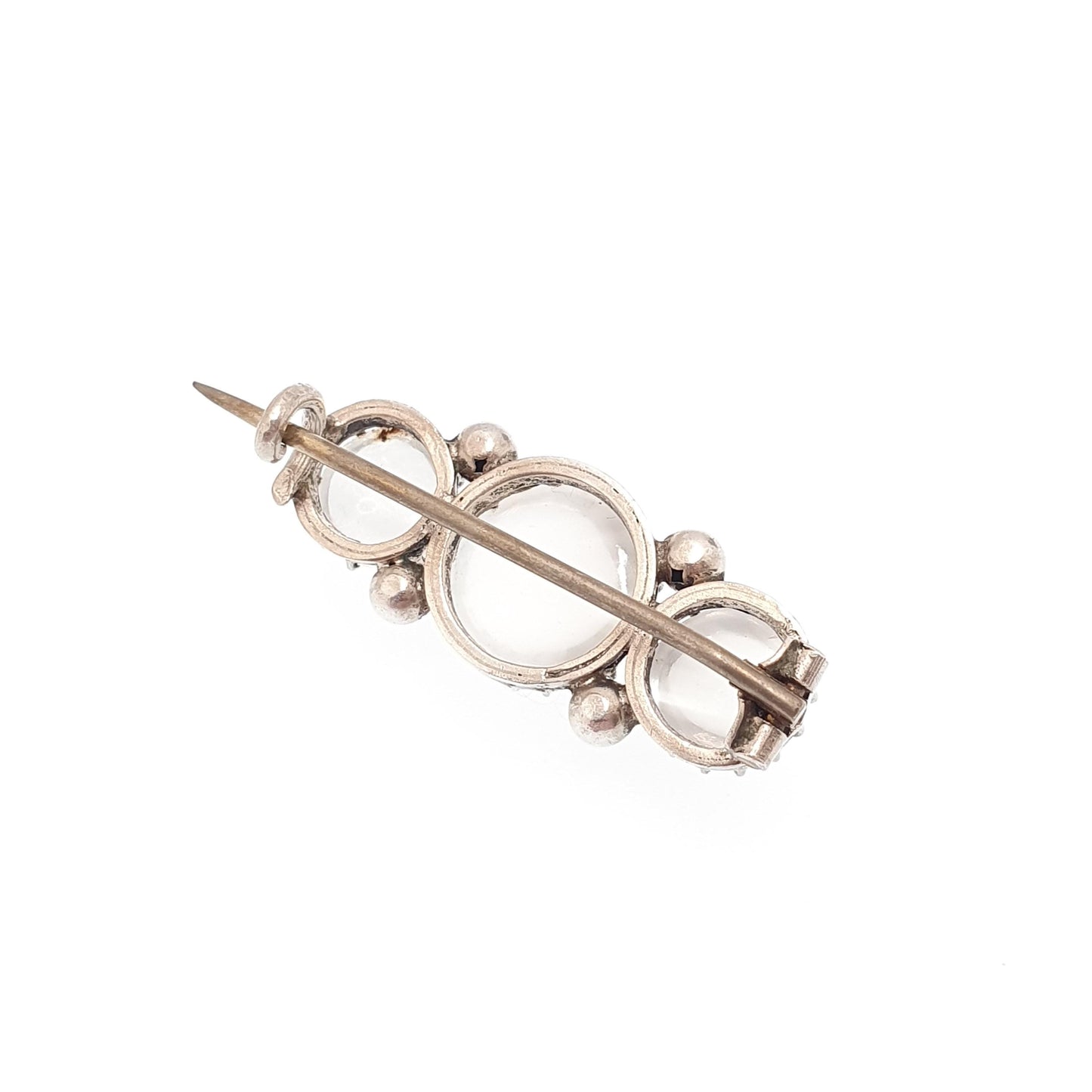 Antique Solid Silver Moonstone Brooch Victorian Moonstones Vintage Small Cute White Adularescence Womens Cabochon Jewelry Jewellery