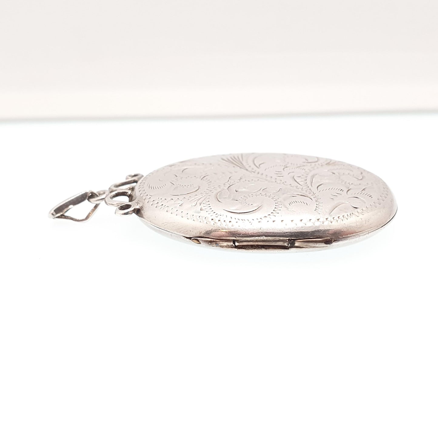 Vintage Sterling Silver Locket Oval 1972 Hallmark Pendant Necklace Large Big Engraved Retro Fine Solid 925 Jewelry Womens Jewellery