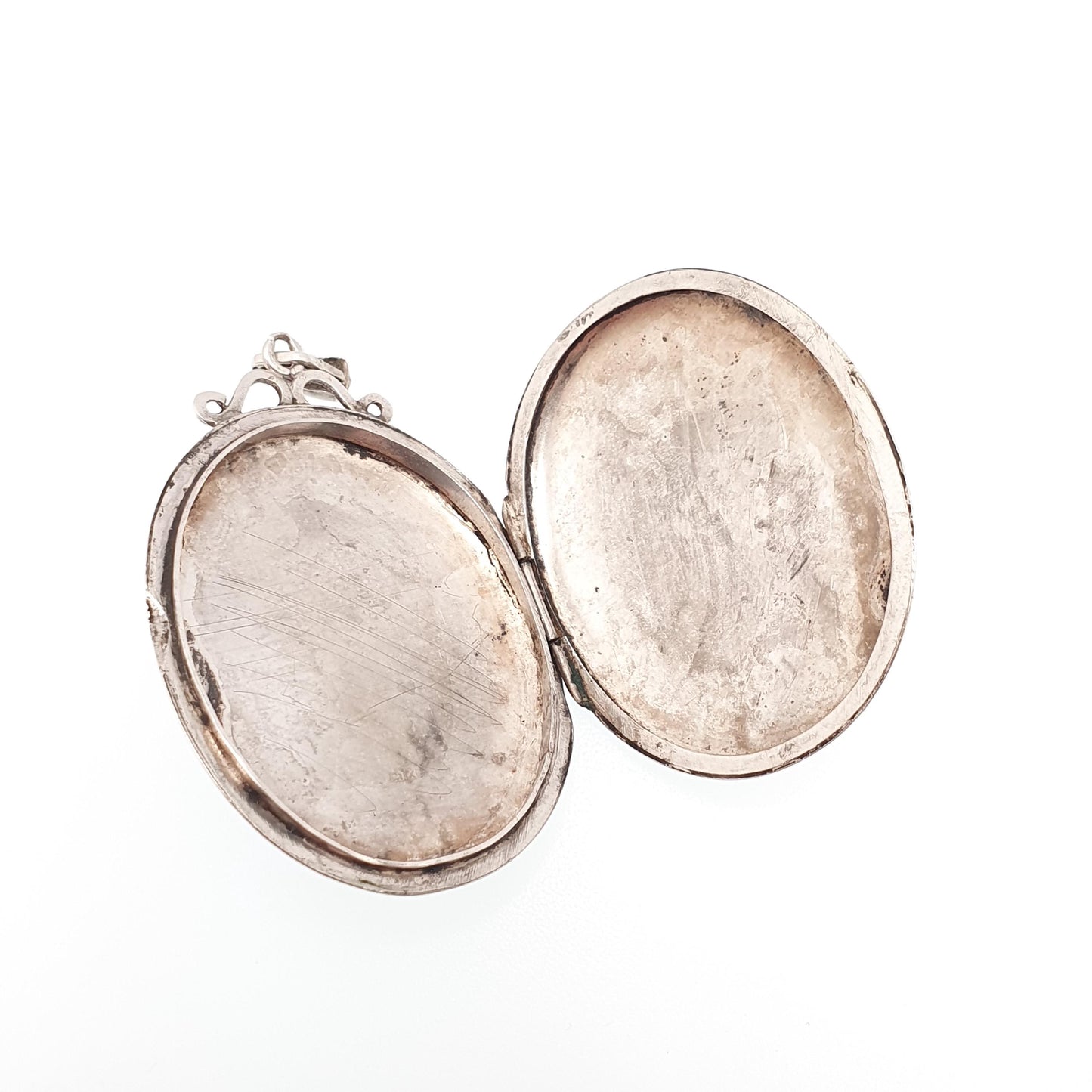 Vintage Sterling Silver Locket Oval 1972 Hallmark Pendant Necklace Large Big Engraved Retro Fine Solid 925 Jewelry Womens Jewellery