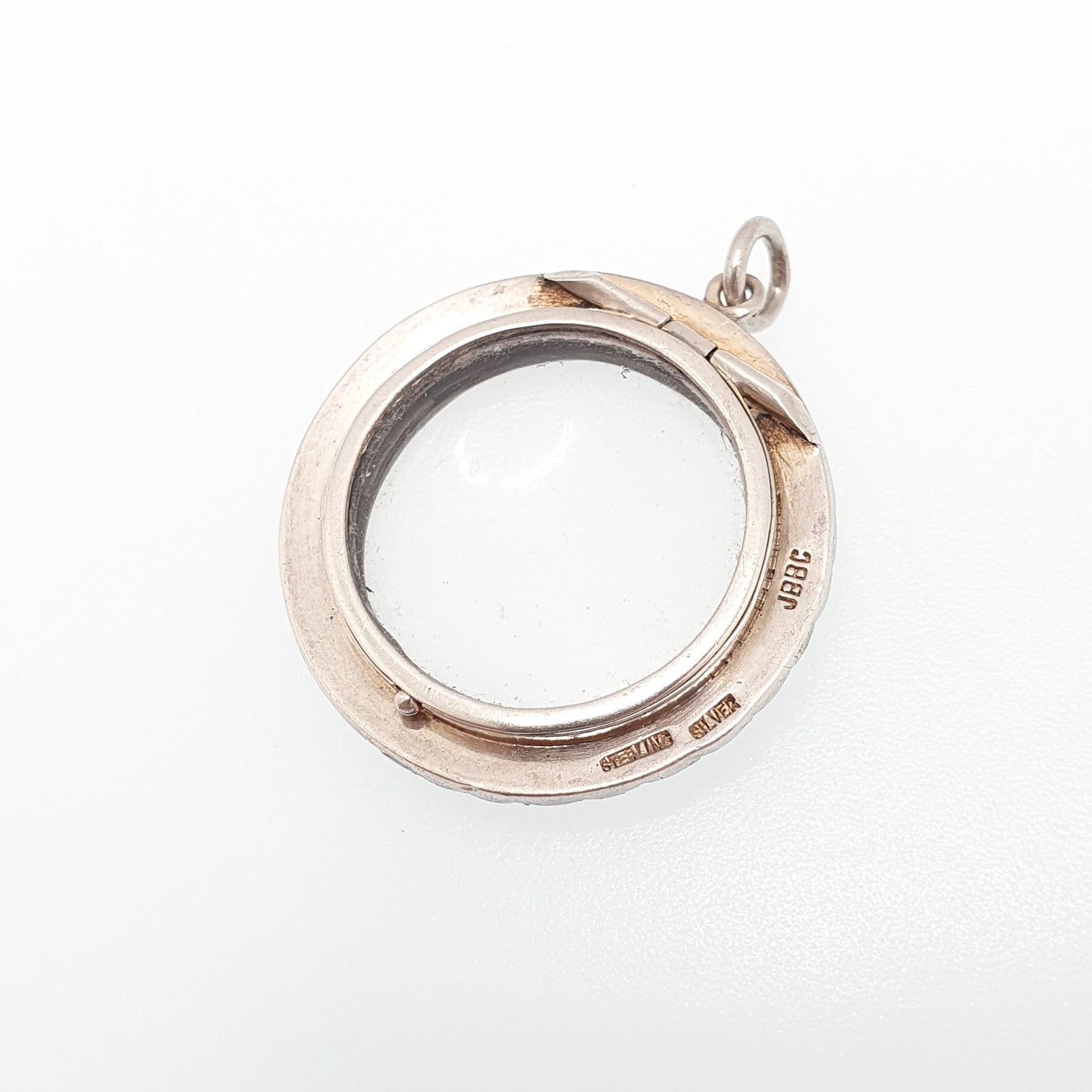 Antique Sterling Silver Locket Diamond Paste Pendant Edwardian Necklace Picture Photo Double Sided Fine Womens Vintage Jewelry Jewellery