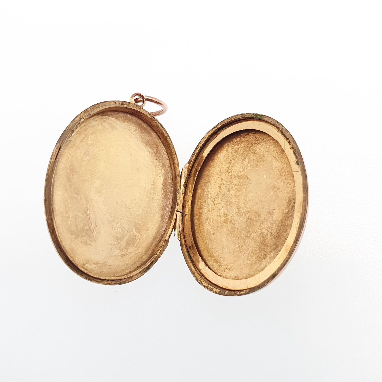 Antique 9ct Rose Gold Locket Large Oval Solid 9k 375 Engraved Small Cute Pendant Love Gift Back & Front Necklace Jewelry Womens Jewellery