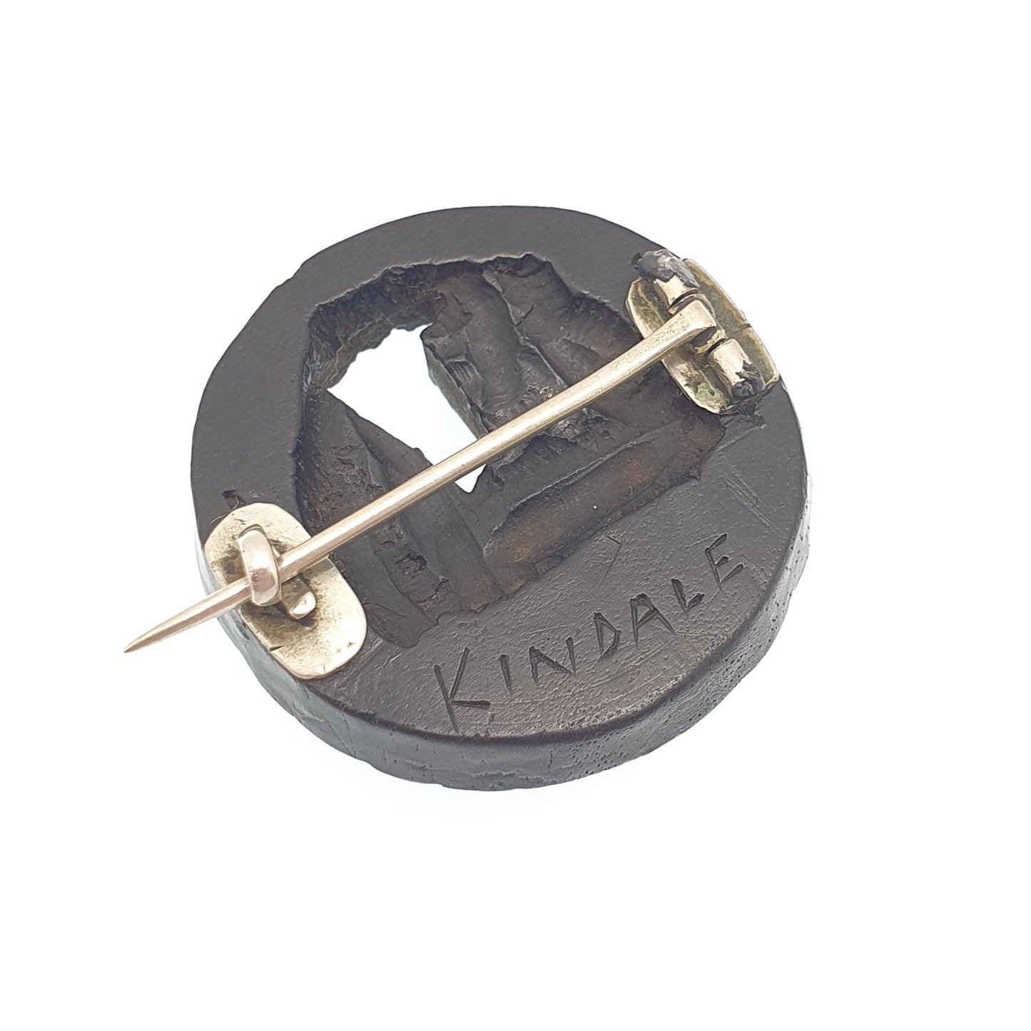 Antique Victorian Bog Oak Brooch Castle Church Cathedral KINDALE Mourning Whitby Jet Imitation 1800s Rope Vintage Jewelry Jewellery