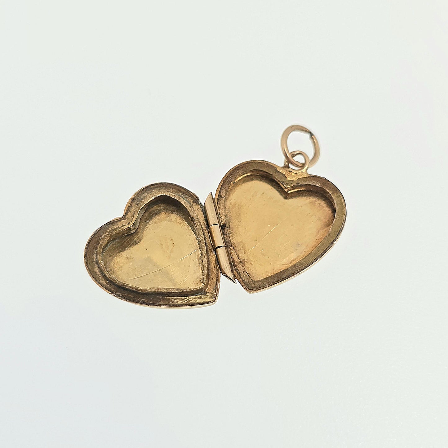 Old Vintage 9ct Gold Heart Locket Gyroscope Solid 9k 375 Pendant Small Cute Fine Estate Gift Back & Front Necklace Jewelry Womens Jewellery