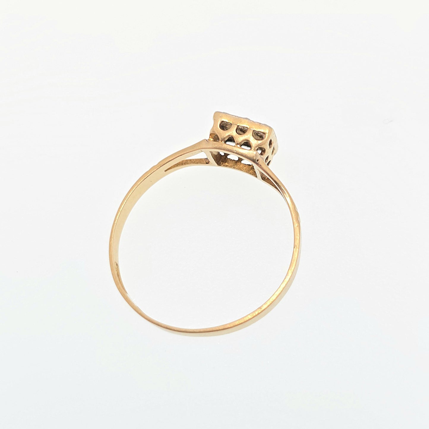 Antique 18k 18ct Gold White Sapphire Ring Art Deco Square Grid Platinum Solid 750 18kt Wedding Womens Engagement Vintage Jewellery Jewelry