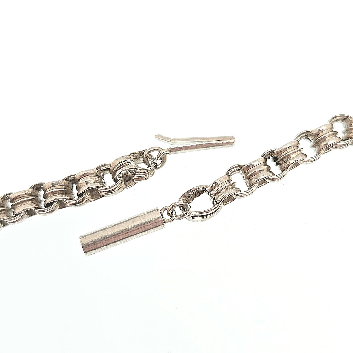 Antique Victorian Solid Silver Belcher Chain Necklace 46cm 18.1" 10.98g Chunky Thick Rolo Links Large 1800s Vintage Mens Womens Jewelry