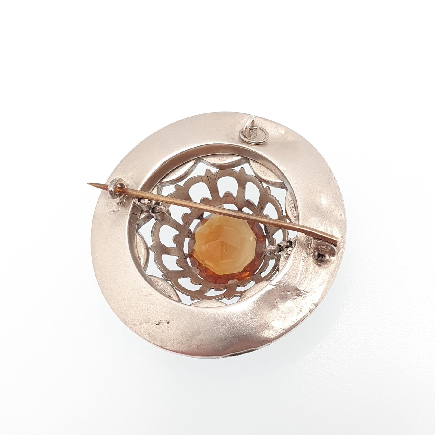 Antique Scottish Sterling Silver Citrine Brooch Pin Bloodstone Large Big Jasper Lace Agate Victorian Gemstone Jewelry Jewellery Old Vintage