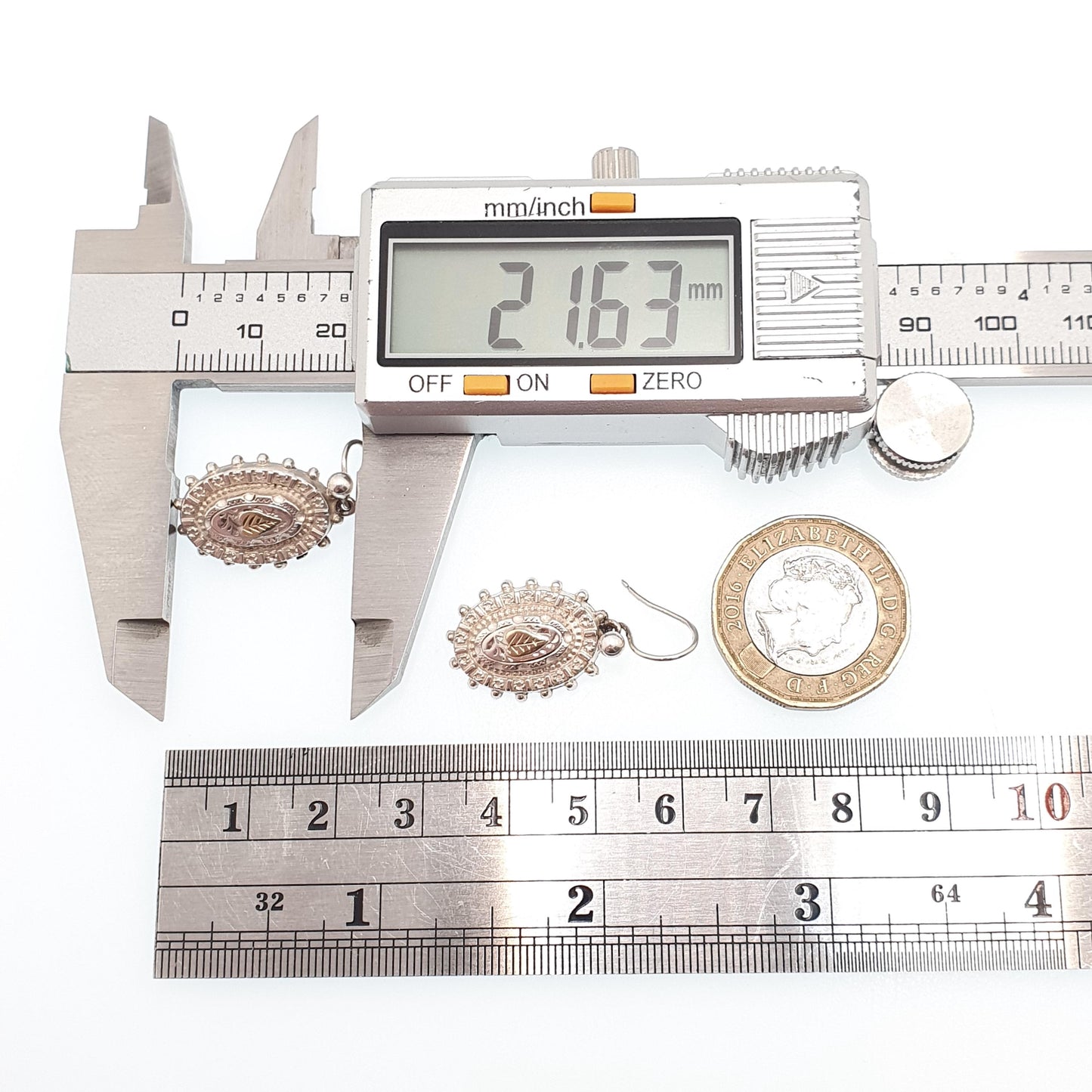 Antique Victorian Sterling Silver Earrings Gold Highlights Flower Etruscan Genuine 1800s Hook Womens Vintage Ladies Jewelry Jewellery