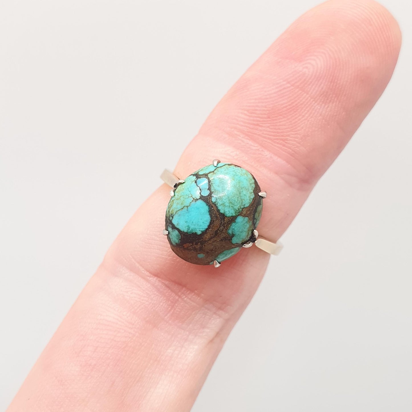 Antique Turquoise Gold Ring Solid 9ct 9k 9kt Natural Matrix Gemstone Signet Big Large Oval Vintage Womens Ladies Jewelry Jewellery