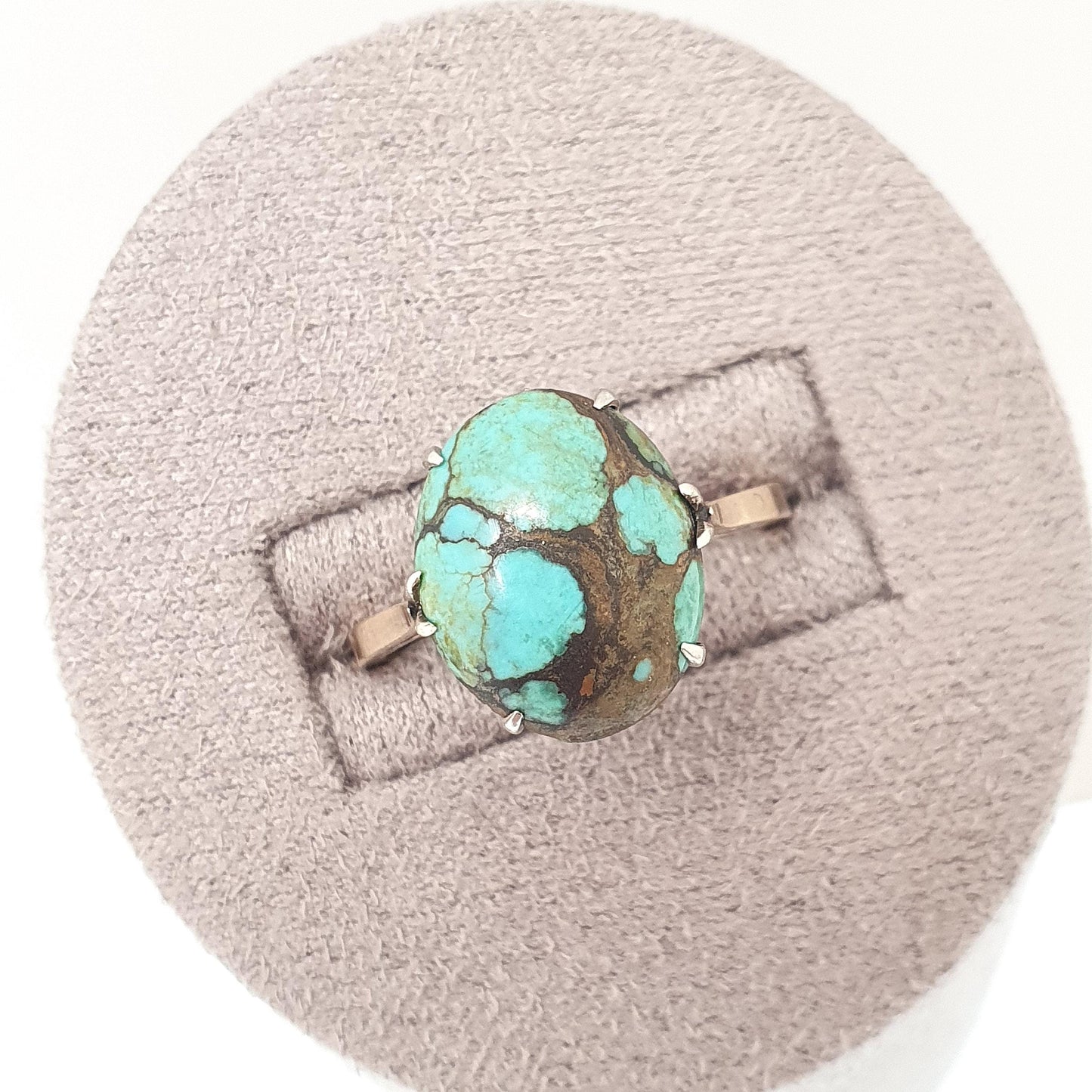 Antique Turquoise Gold Ring Solid 9ct 9k 9kt Natural Matrix Gemstone Signet Big Large Oval Vintage Womens Ladies Jewelry Jewellery