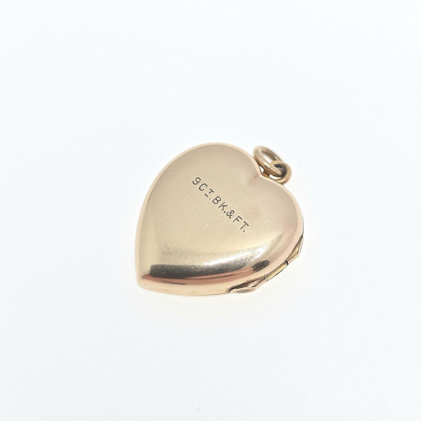 Antique 9ct Gold Heart Locket Small Cute Engraved Solid 9k 375 Pendant Fine Estate Love Gift Back & Front Necklace Jewelry Womens Jewellery