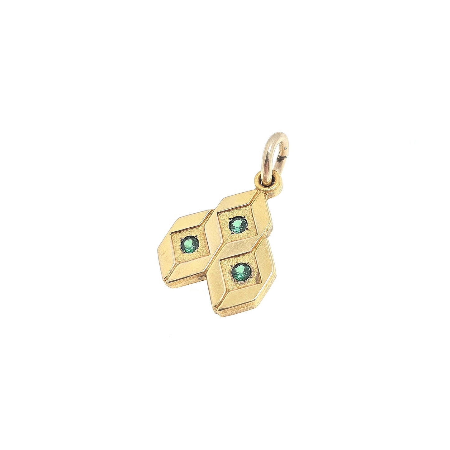 Vintage 10k Gold Honeycomb Pendant Necklace Green Tourmaline Solid 417 10kt Necklace Honey Bee Yellow Modernist Retro Jewelry Jewellery