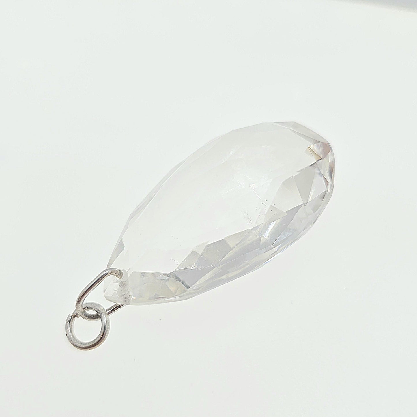 Antique Rock Crystal Quartz Solid Silver Pendant Necklace Art Deco Large Big Faceted 1920s Gemstone Clear Style Womens Jewelry Jewellery