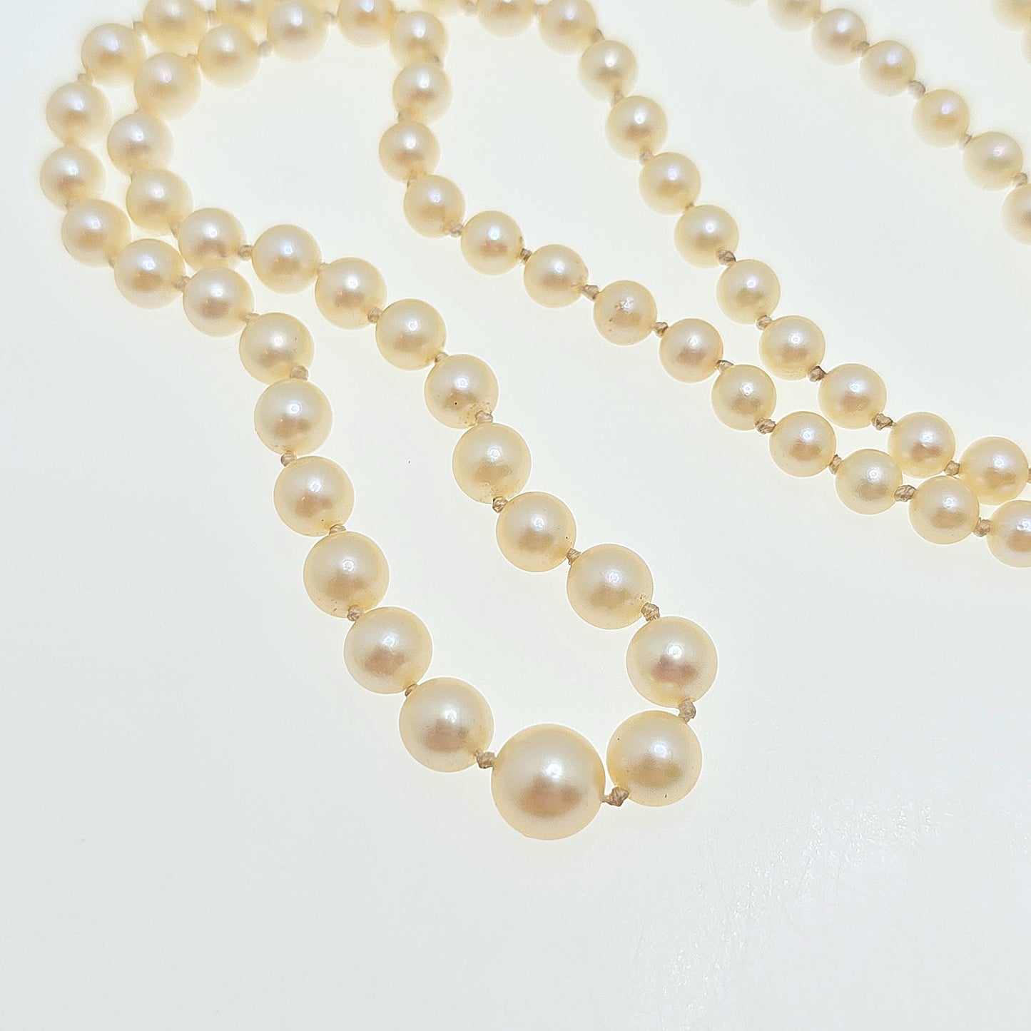 Antique Cultured Pearl Necklace Sterling Silver Marcasite Long Art Deco 50cm 19.6" 14.20g Real Genuine Pearls Vintage 1920s Jewelry