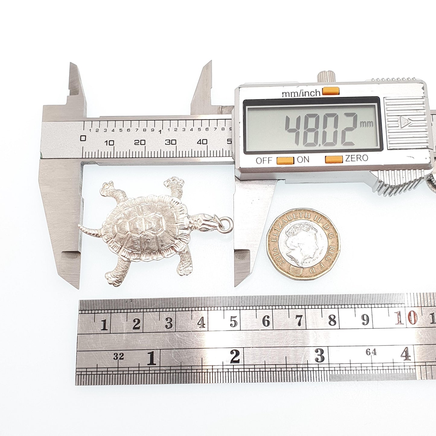 Vintage Sterling Silver Turtle Necklace Pendant Tortoise Solid 925 Big Large Kitsch Sea Animal Reptile Jewellery Hallmark Jewelry Womens