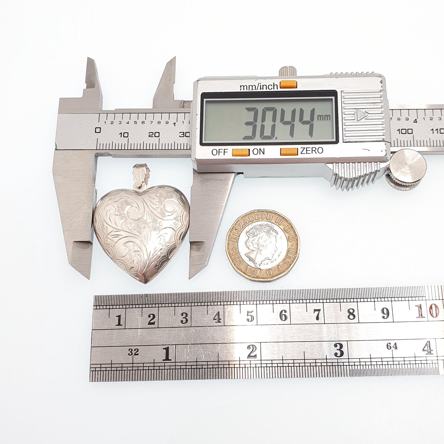 Vintage Sterling Silver Large Heart Locket Big Necklace Pendant Hand Engraved Solid 925 Cute Picture Photo Womens Ladies Jewelry Jewellery
