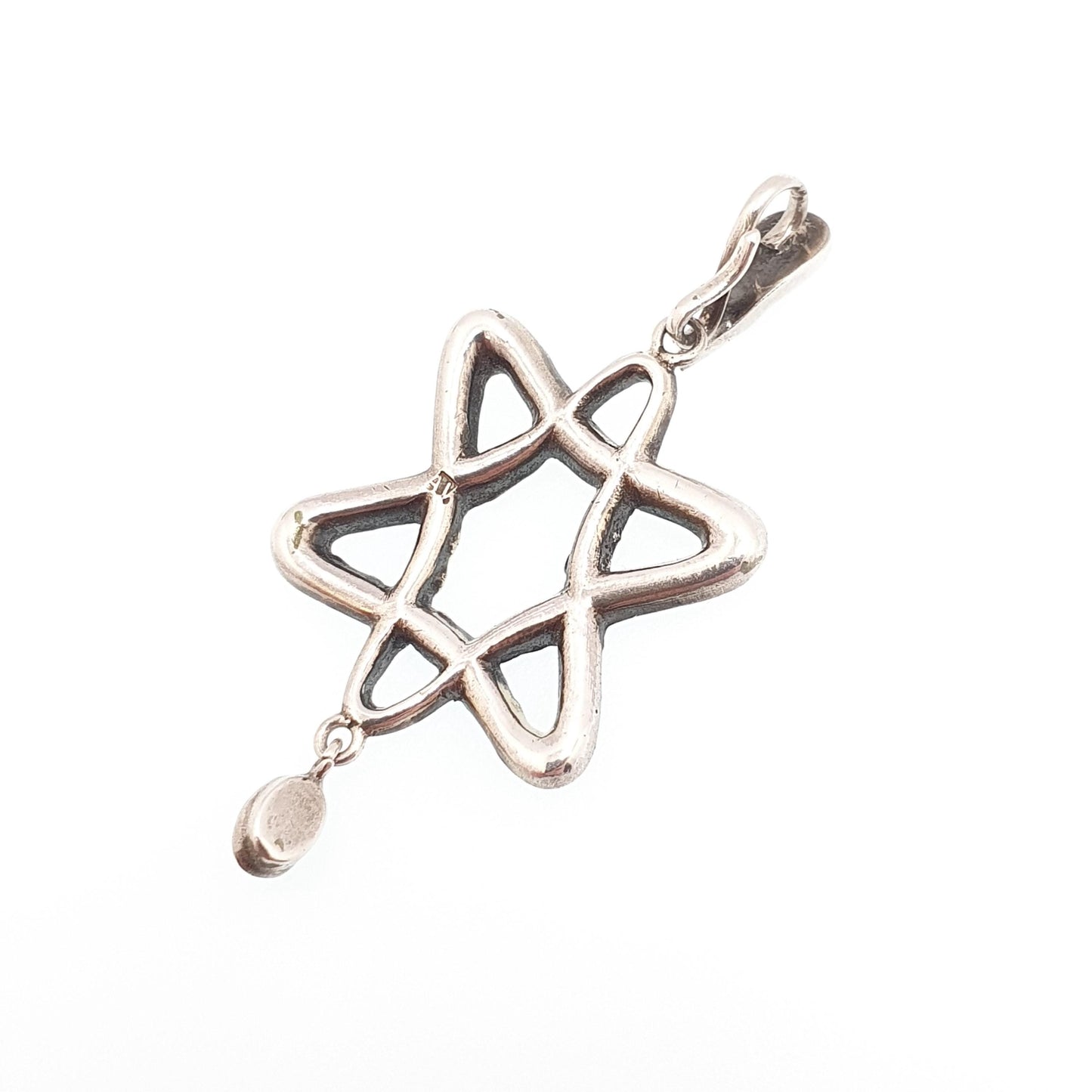 Antique Solid Silver Turquoise Star Pendant Necklace Victorian 6 Point Star Celestial Hanging Drop Natural Gemstone Womens Jewellery Jewelry