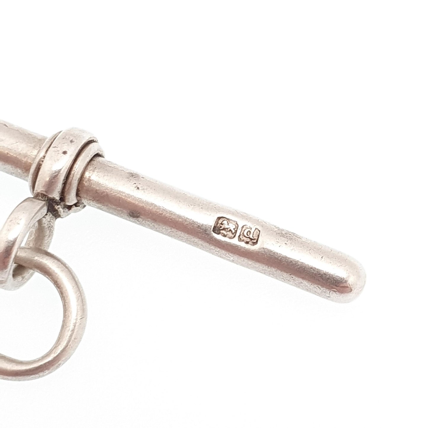 Antique Sterling Silver T Bar Pendant Fob 1903 Hallmark Albert Chain Necklace Pocket Watch Charm 925 Vintage Mens Womens Jewelry Jewellery