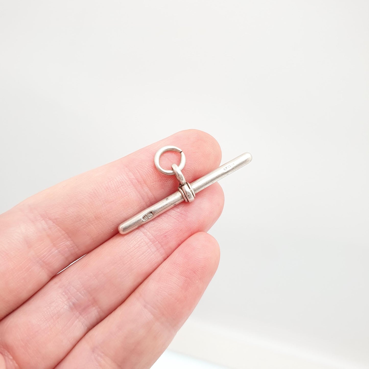 Antique Sterling Silver T Bar Pendant Fob 1903 Hallmark Albert Chain Necklace Pocket Watch Charm 925 Vintage Mens Womens Jewelry Jewellery