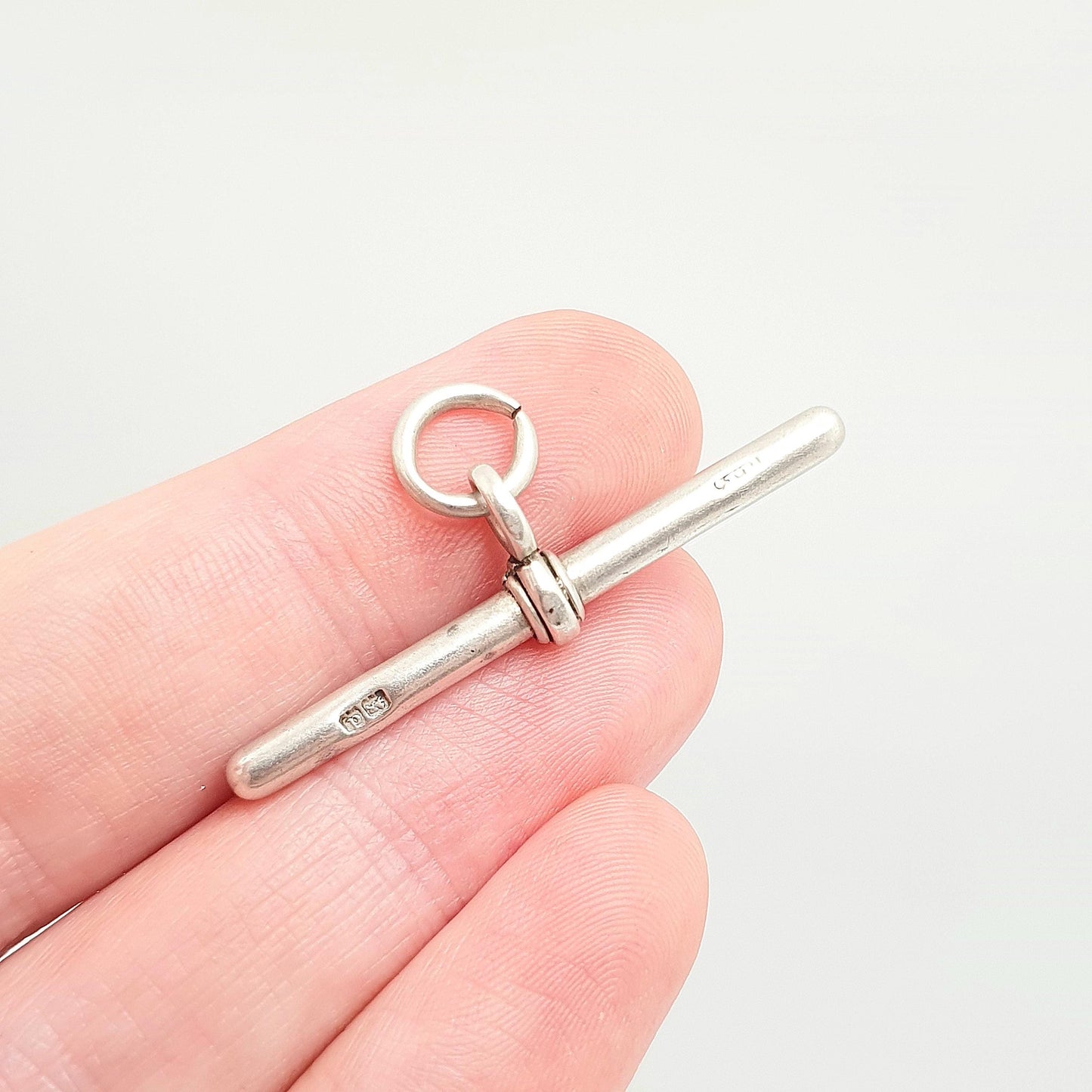 Antique Sterling Silver T Bar Pendant Fob 1903 Hallmark Albert Chain Necklace Pocket Watch Charm 925 Vintage Mens Womens Jewelry Jewellery