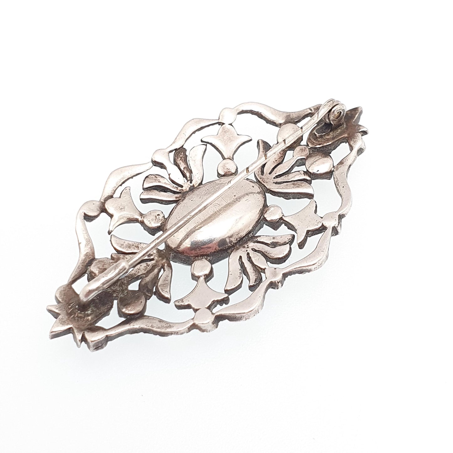 Antique Victorian Solid Silver Diamond Paste Brooch Georgian Style Cluster Foiled Diamond Pastes Oval Cut Vintage Womens Jewelry Jewellery
