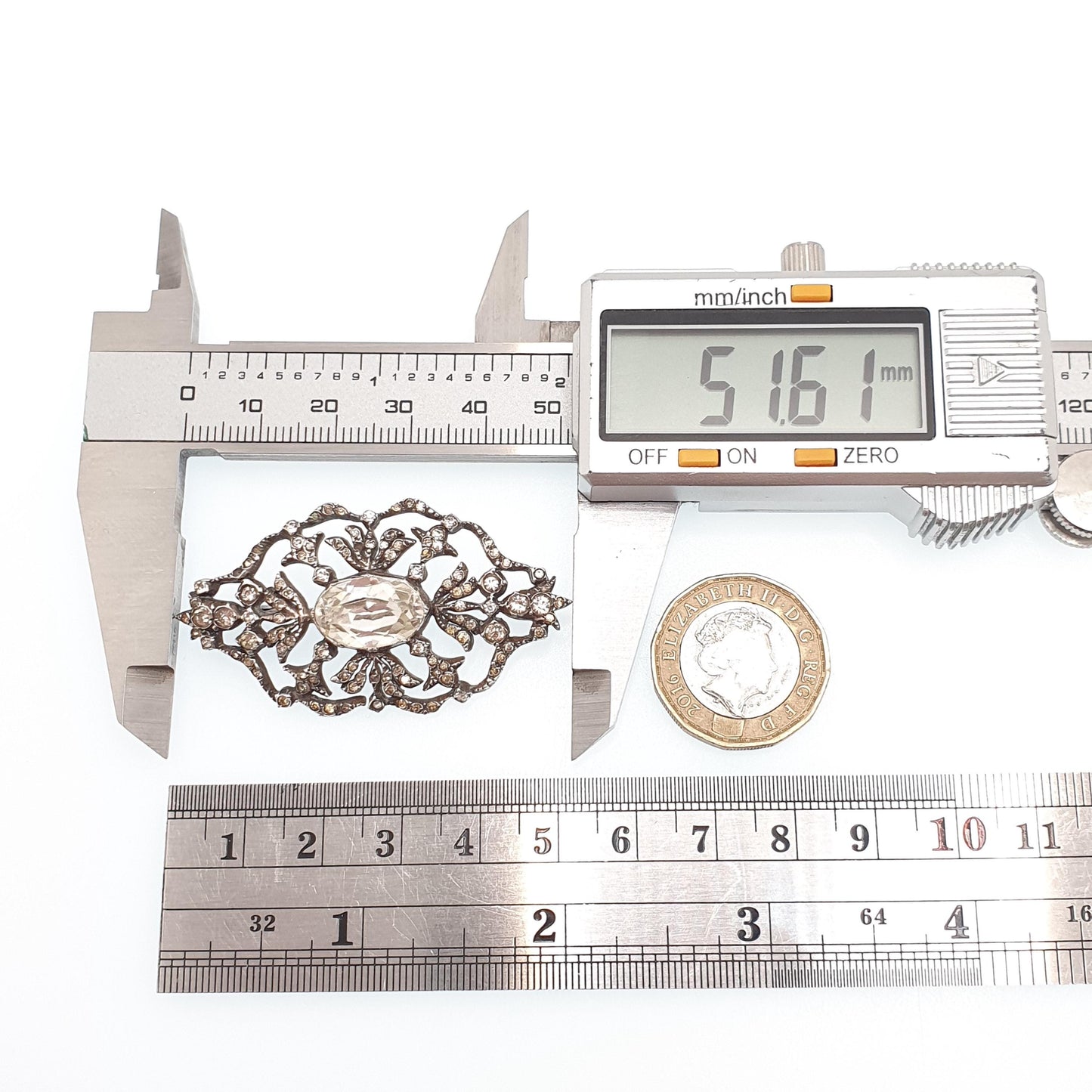Antique Victorian Solid Silver Diamond Paste Brooch Georgian Style Cluster Foiled Diamond Pastes Oval Cut Vintage Womens Jewelry Jewellery