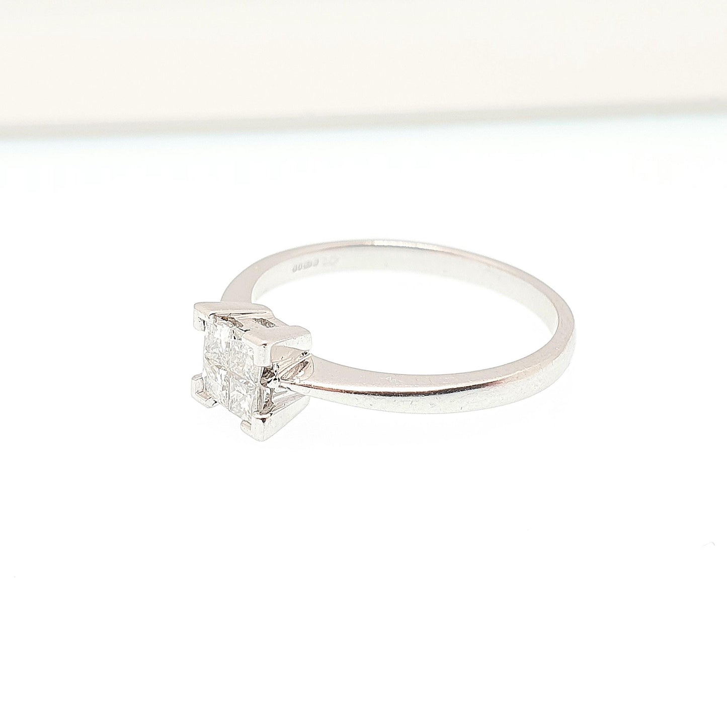 Solid 9ct 9k Gold Diamond Ring Princess Cut Natural Diamonds 0.2ct White Gold 375 Real Gemstone Fine Estate Womens Jewelry Jewellery