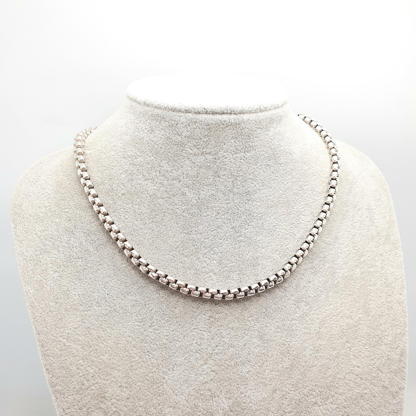 Antique Victorian Solid Silver Belcher Link Chain Necklace 42cm 16.5" 20.27g Rounded Box Square 1800s Vintage Mens Womens Jewelry Jewelry
