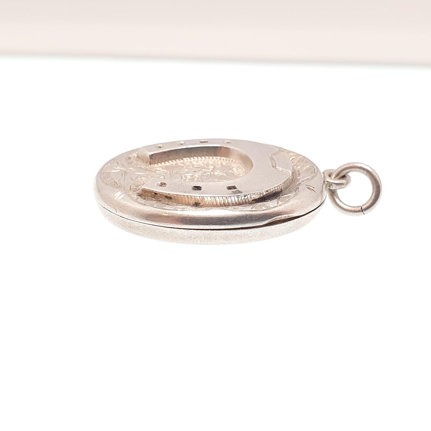 Antique Sterling Silver Horseshoe Locket Necklace Oval Victorian Pendant 1884 Hallmarked Horse Riding Necklace Vintage Jewelry Jewellery
