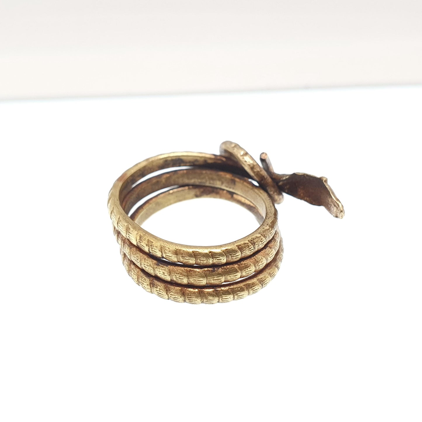 Antique Gold Gilt Victorian Snake Ring Egyptian Revival Wrapped Eternal Love Genuine 1800s Serpent Vintage Womens Mens Jewelry Jewellery