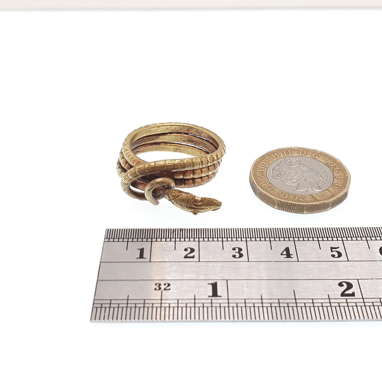 Antique Gold Gilt Victorian Snake Ring Egyptian Revival Wrapped Eternal Love Genuine 1800s Serpent Vintage Womens Mens Jewelry Jewellery