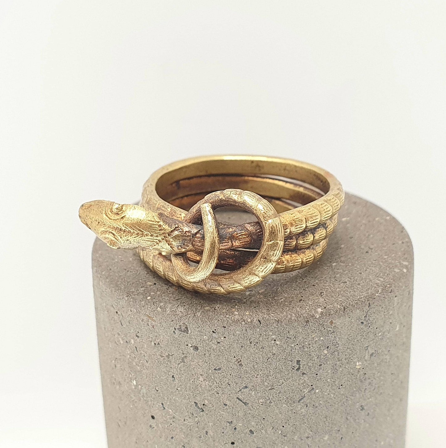 Antique Gold Gilt Victorian Snake Ring Egyptian Revival Wrapped Eternal Love Genuine 1800s Serpent Vintage Womens Mens Jewelry Jewellery