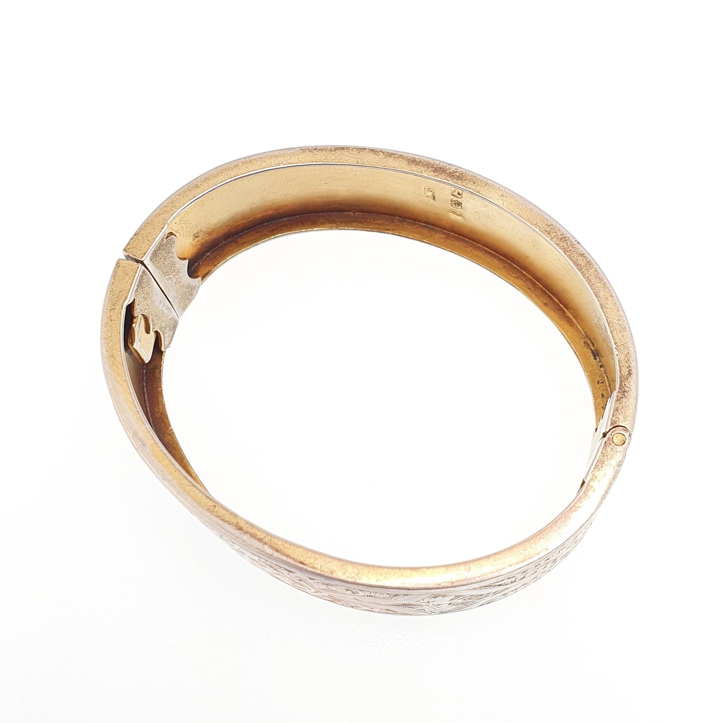 Antique Victorian Sterling Silver Snap Bracelet Bangle 1885 Hallmarked 21.78g Gold Vermeil Hand Engraved Solid 925 Vintage Jewelry Jewellery
