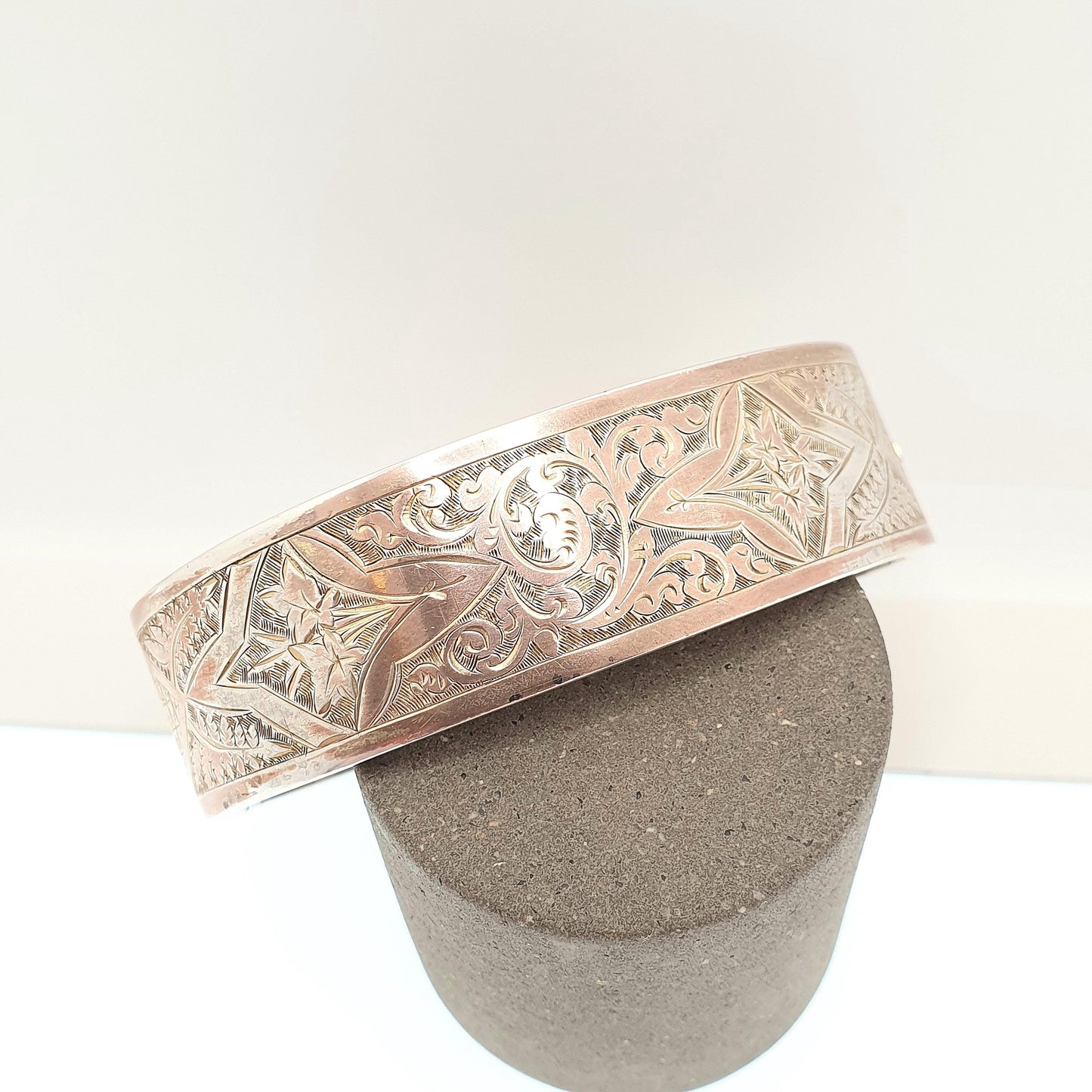 Antique Victorian Sterling Silver Snap Bracelet Bangle 1885 Hallmarked 21.78g Gold Vermeil Hand Engraved Solid 925 Vintage Jewelry Jewellery