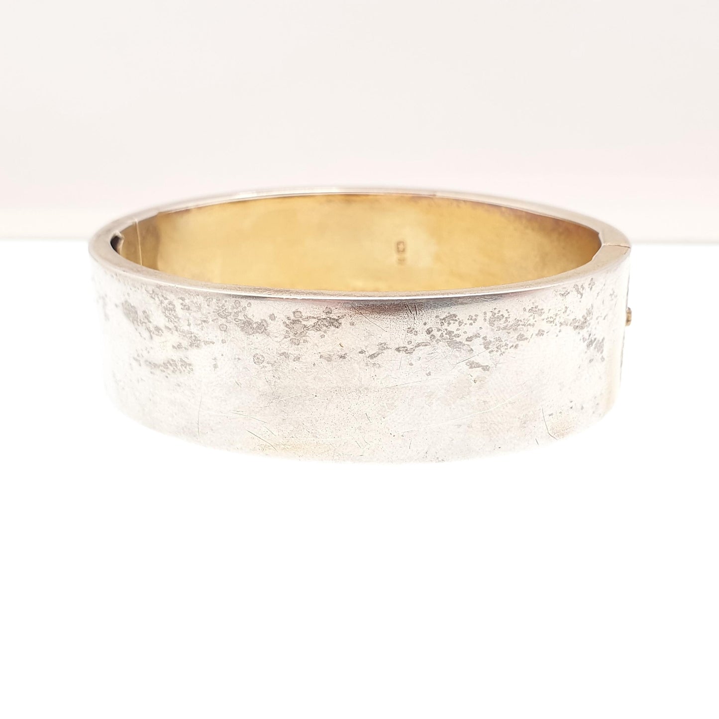 Antique Victorian Sterling Silver Snap Bracelet Bangle 1885 Hallmarked 21.78g Gold Vermeil Hand Engraved Solid 925 Vintage Jewelry Jewellery