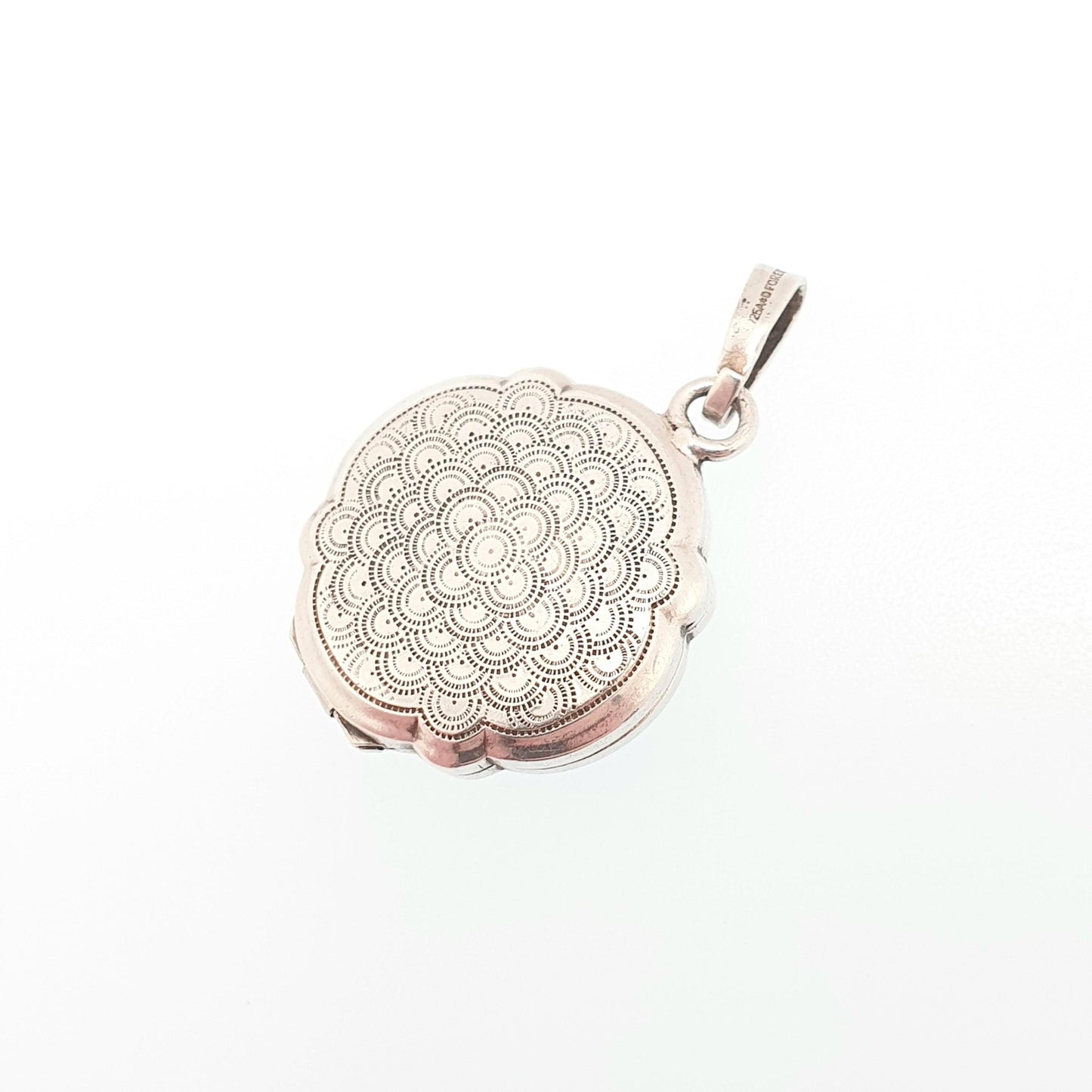 Vintage Sterling Silver Mother of Pearl Locket Flower Centre Necklace Pendant Genuine Real White Shell Solid 925 Retro Jewellery Jewelry